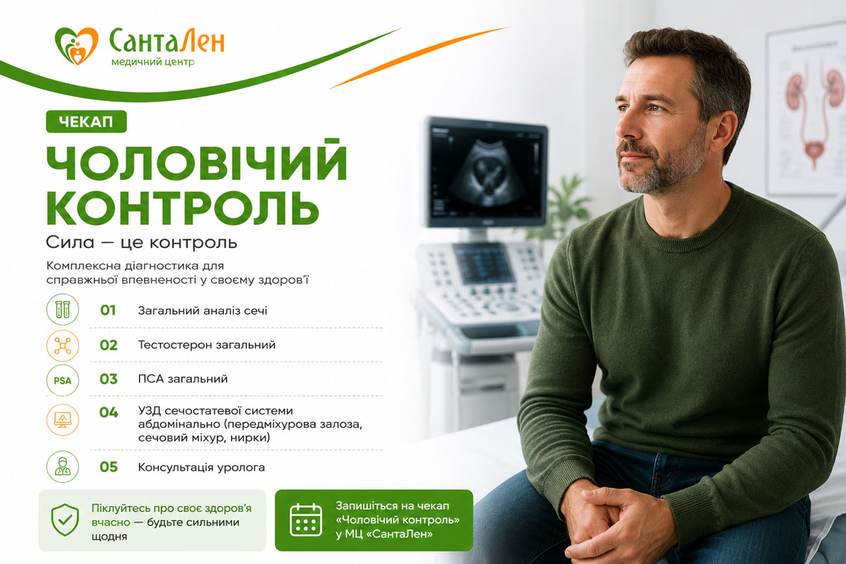 Чоловічий чекап Буча, Ірпінь, Київ (ЖК Варшавський) МЦ СантаЛен